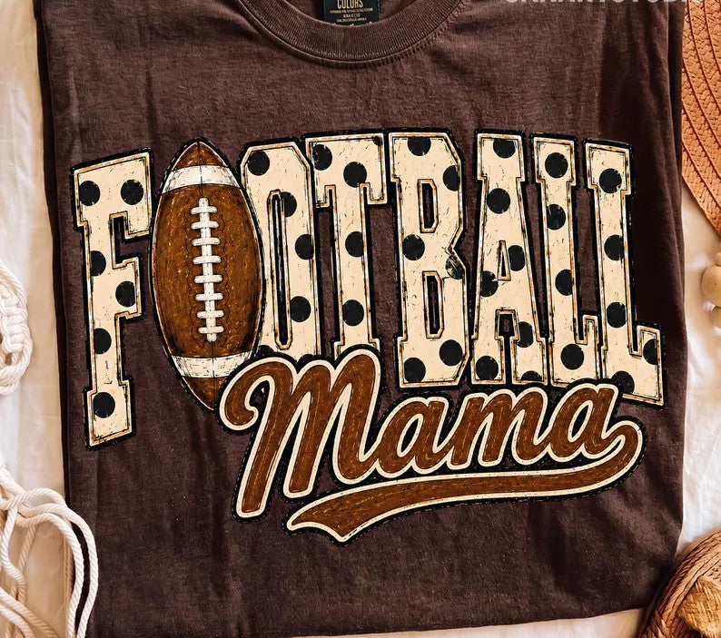 Football mama polkadot print   DTF transfer
