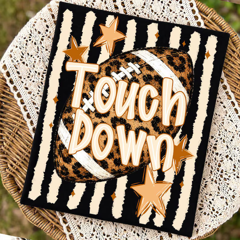 Touchdown leopard football DTF transfer