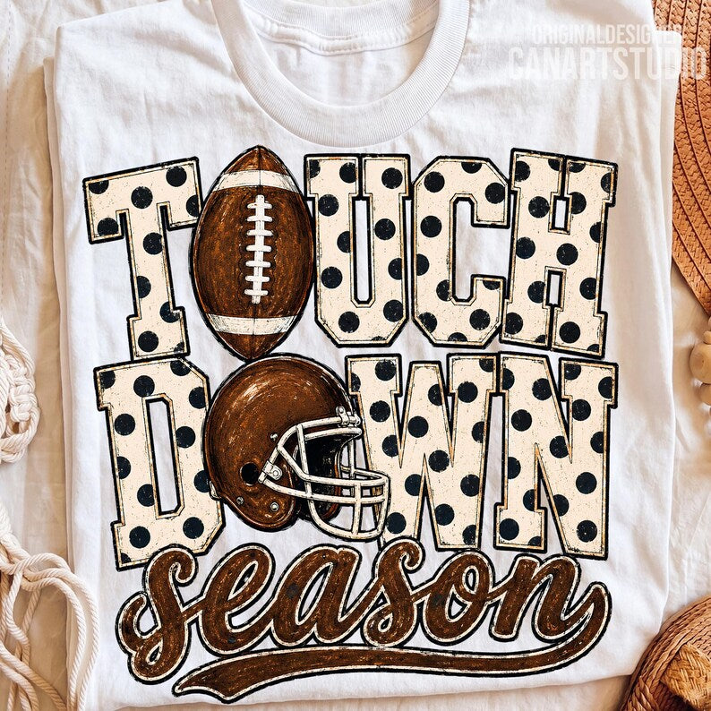 Touchdown season polkadot font DTF transfer