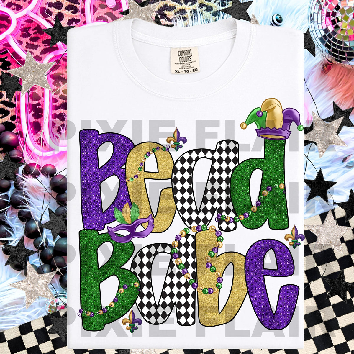 Bead babe Mardi Gras DTF Transfer
