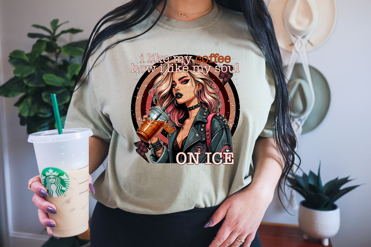 I Like My Coffee How I Like My Soul On Ice Speckled 74782 DTF Transfer