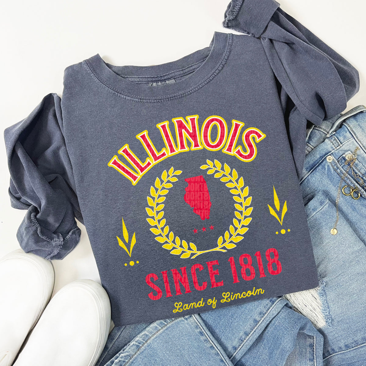 Illinois Varsity Letters RED and YELLOW 105166 DTF transfer