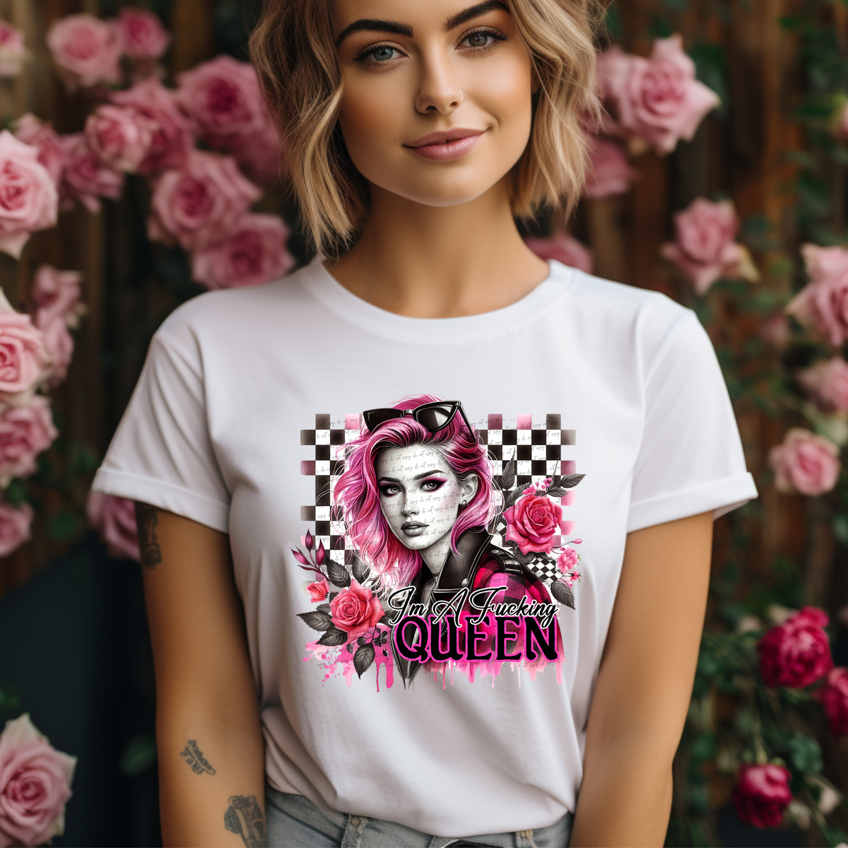 I'm A Fucking Queen Floral 61929 DTF transfer
