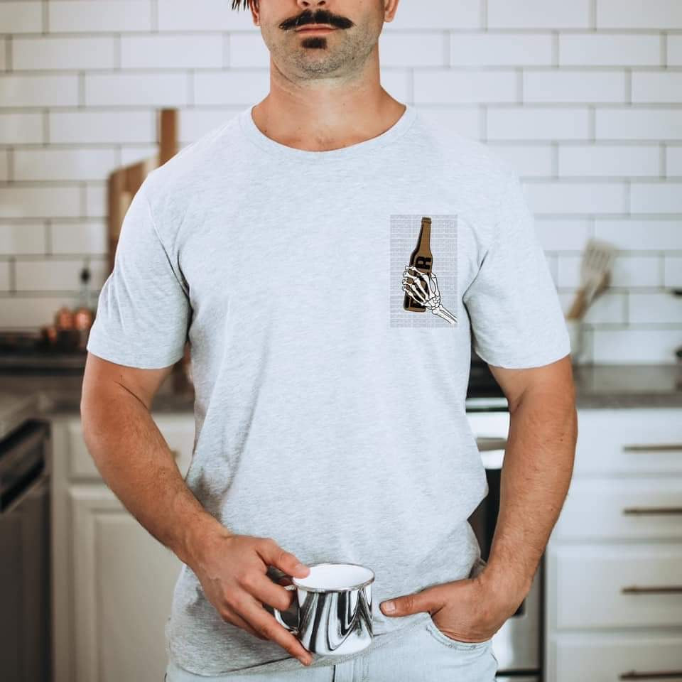 Beer bottle skeleton hand CHOOSE SIZE BEFORE ORDERING DTF TRANSFER