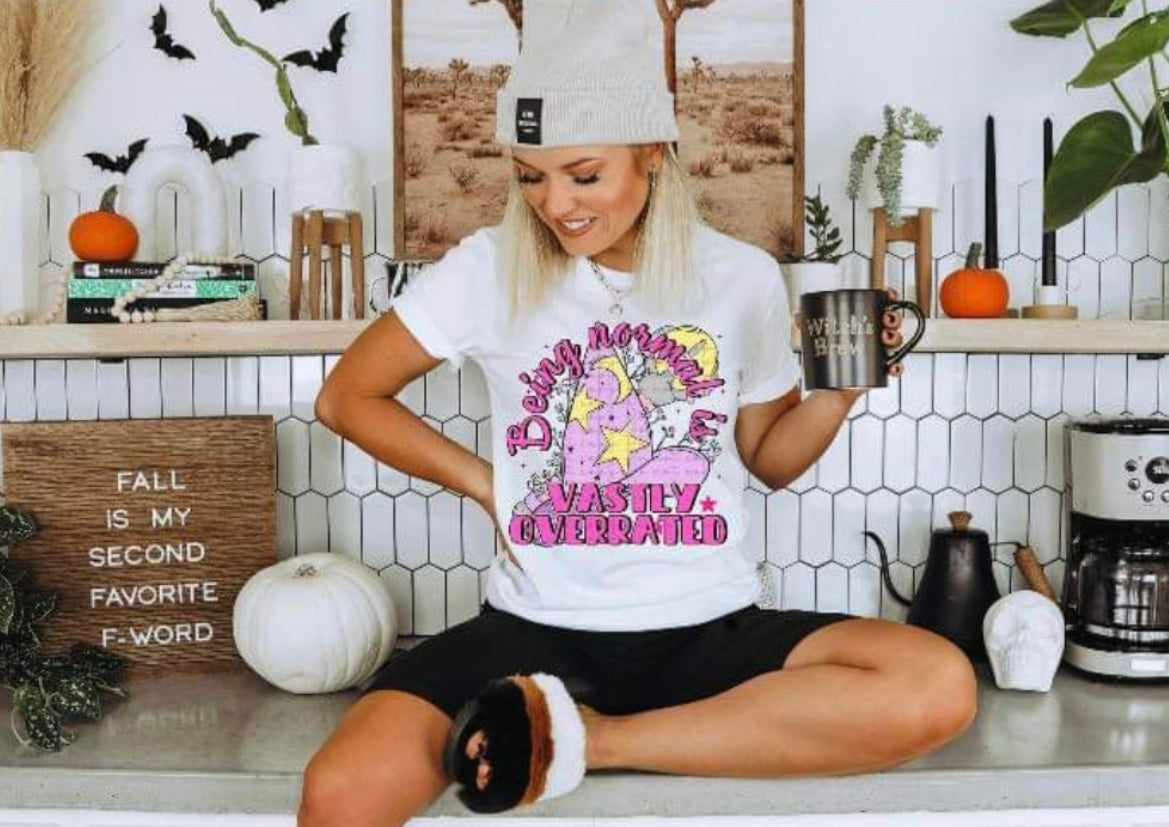 Being normal is vastly overrated (witch hat with stars) DTF TRANSFER