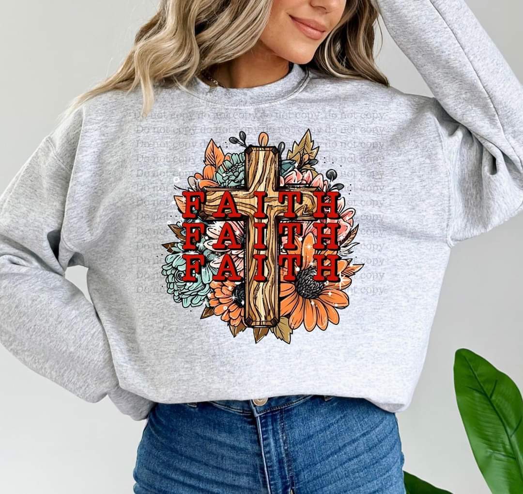 Faith stacked wooden cross florals 2364 DTF TRANSFER