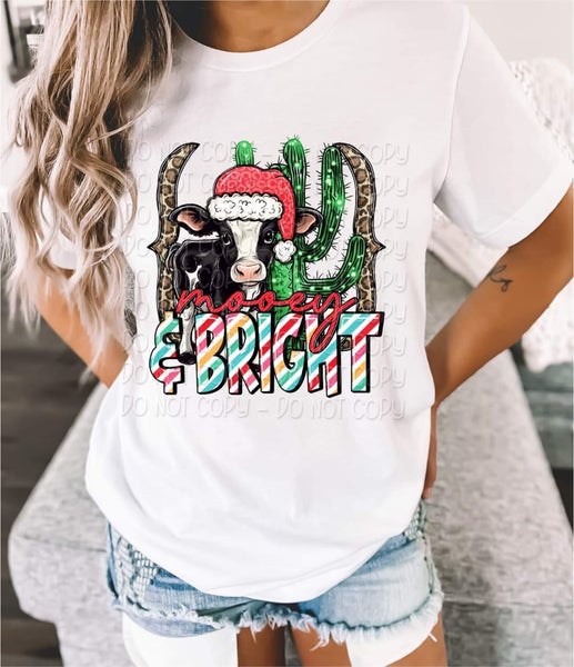 Mooey & bright cow with Santa hat and cactus (candy cane words)