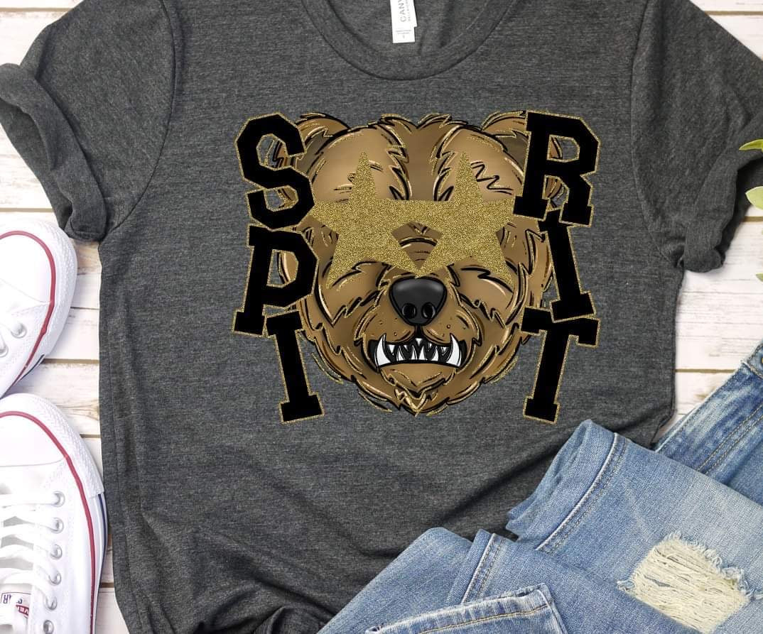 BEAR spirit gold star eyes DTF TRANSFER