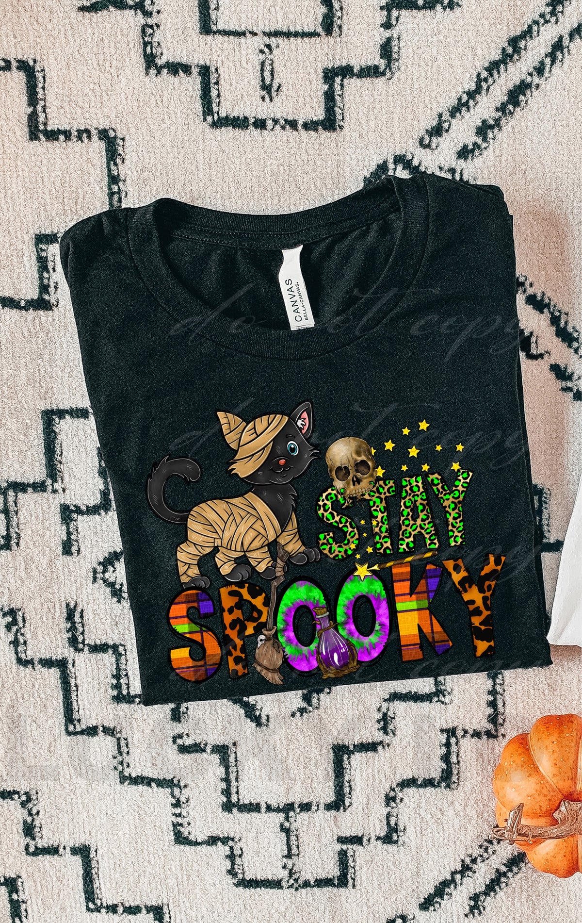 Stay Spooky (mummy cat, skull, witch broom) DTF TRANSFER