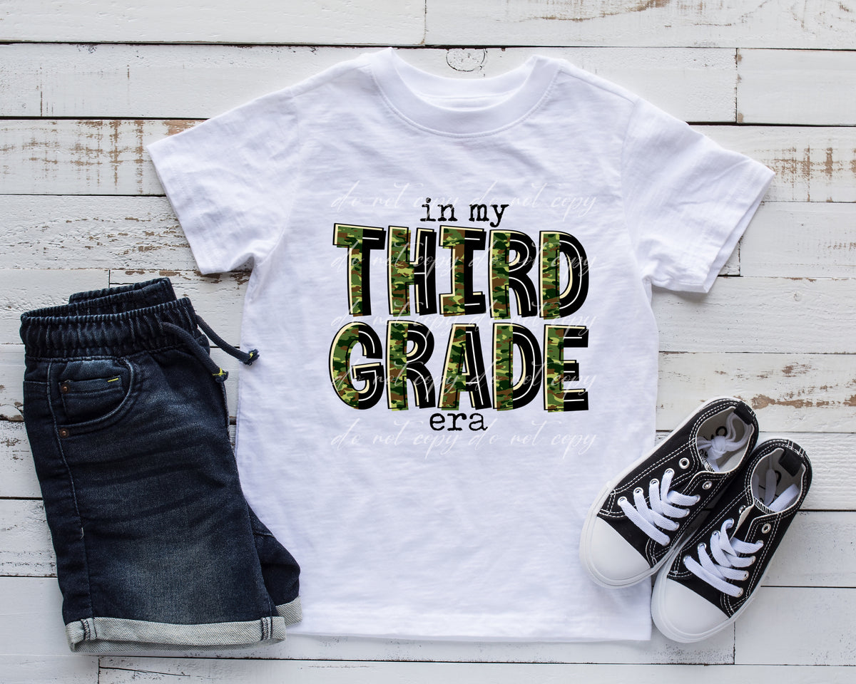 In my THIRD GRADE era camo DTF TRANSFER