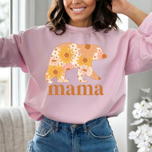 Mama Bear Floral Bear DTF TRANSFER