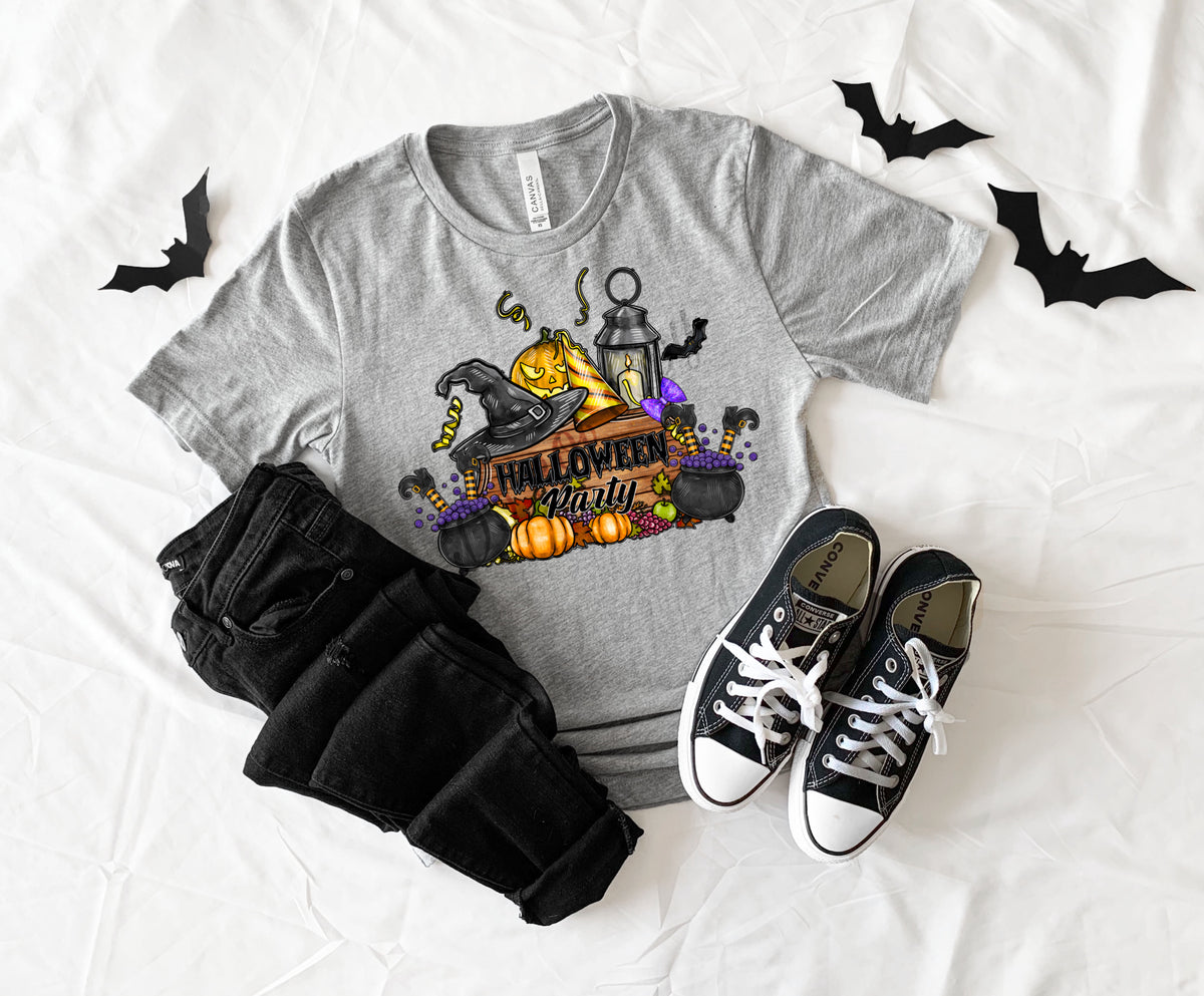 Halloween Party (lantern, bats, pumpkins, witch hat, pot with witches) DTF TRANSFER