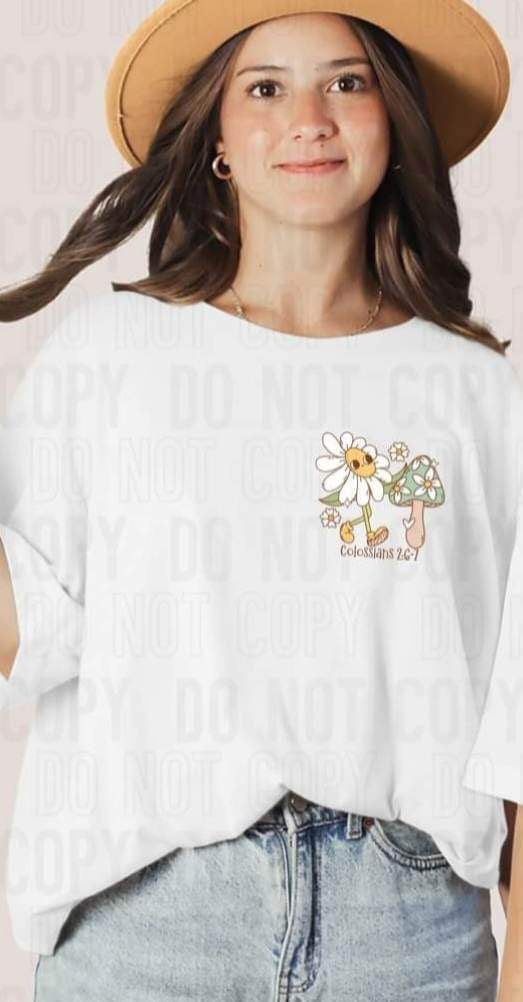 Rooted in Christ pocket print character DTF transfer