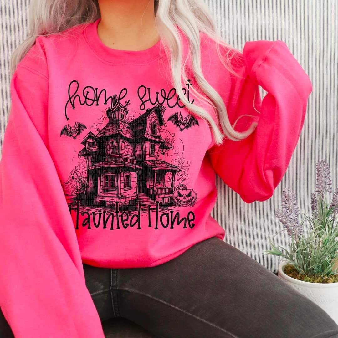 Home sweet haunted home (haunted house with bats DTF TRANSFER