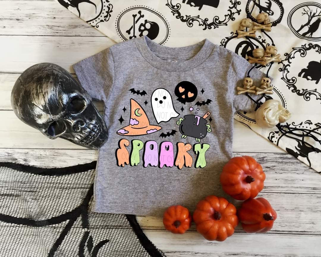 Spooky neon colors (ghost, skull, bats, witch hate,pot) DTF TRANSFER