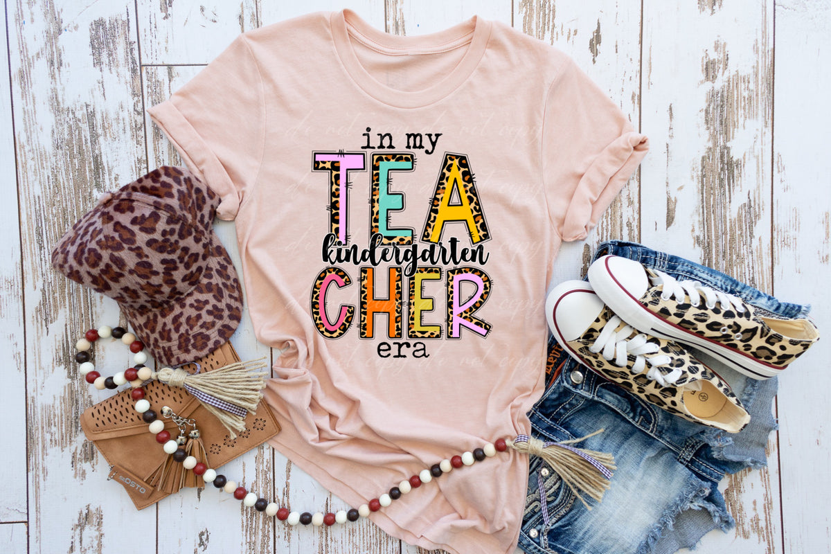 TEACHER In my KINDERGARTEN era boho leopard DTF TRANSFER