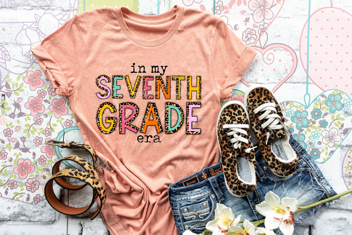 In my SEVENTH GRADE era boho leopard DTF TRANSFER
