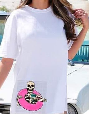 Skellie floatin with drink CHOOSE SIZE DTF TRANSFER