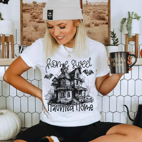 Home sweet haunted home (haunted house with bats DTF TRANSFER