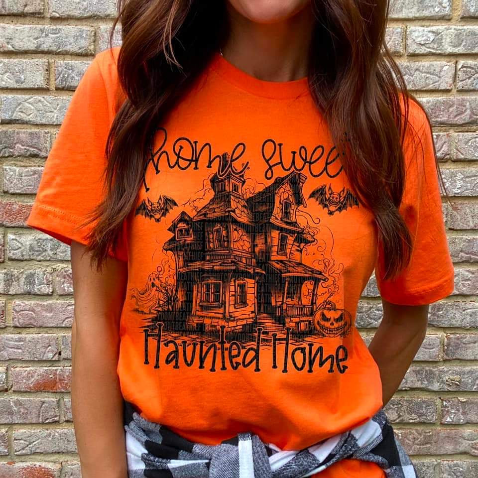 Home sweet haunted home (haunted house with bats DTF TRANSFER
