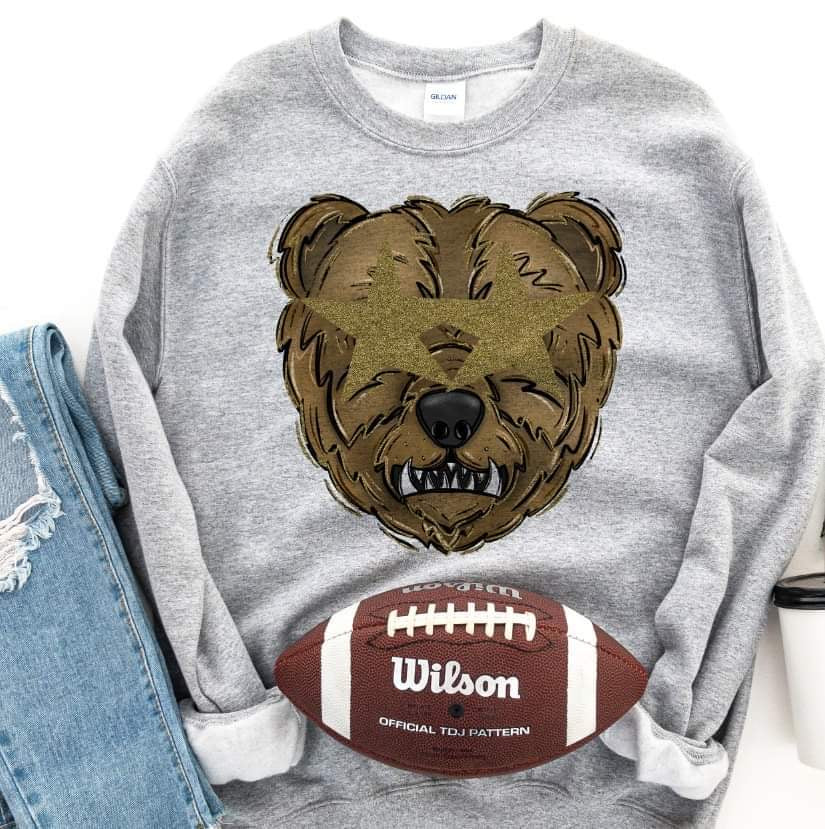 BEAR gold star eyes DTF TRANSFER