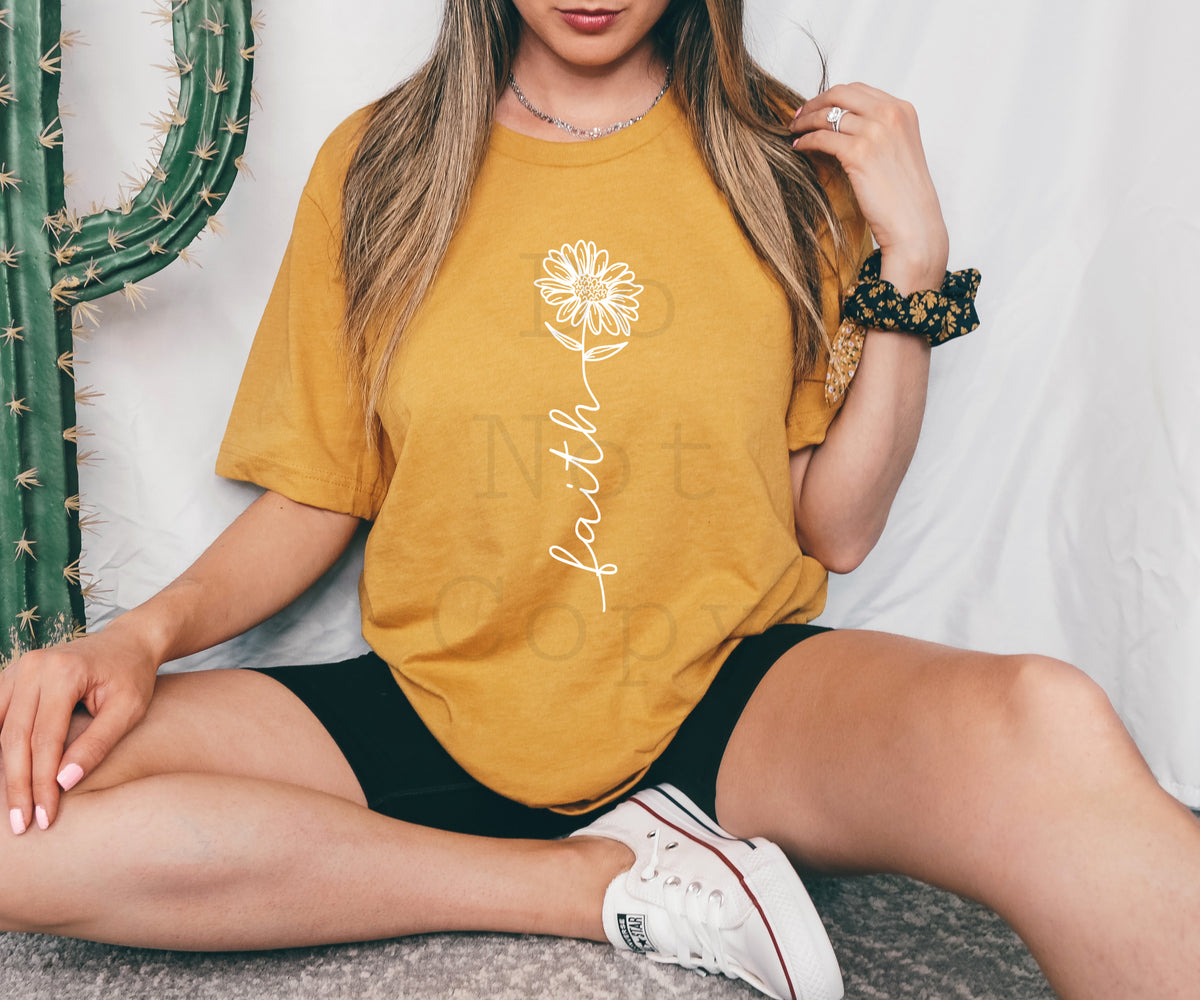 Faith flower WHITE DTF TRANSFER