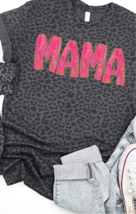 Pink MAMA chalk lettering DTF TRANSFER