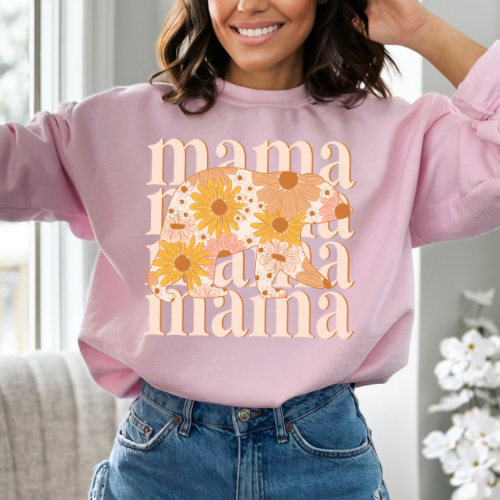 Mama Repeat Floral Bear DTF TRANSFER