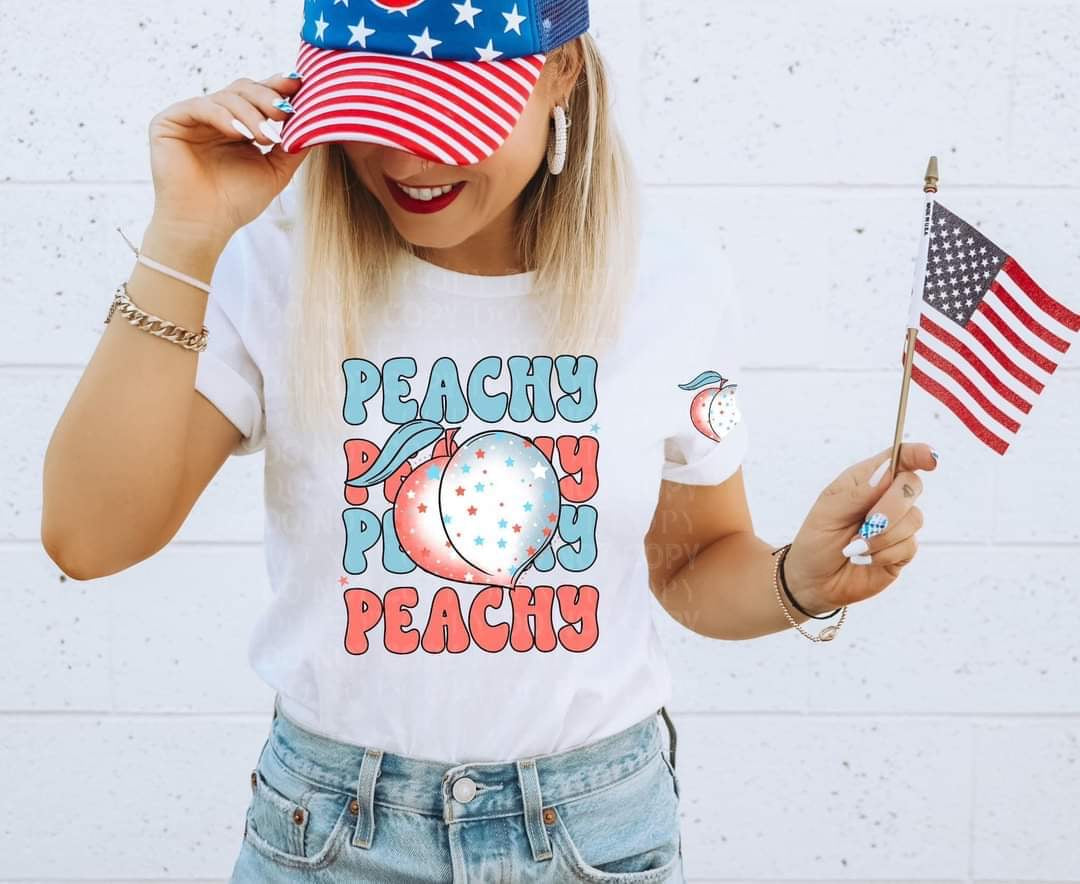 Peachy (patriotic with peach) DTF TRANSFER