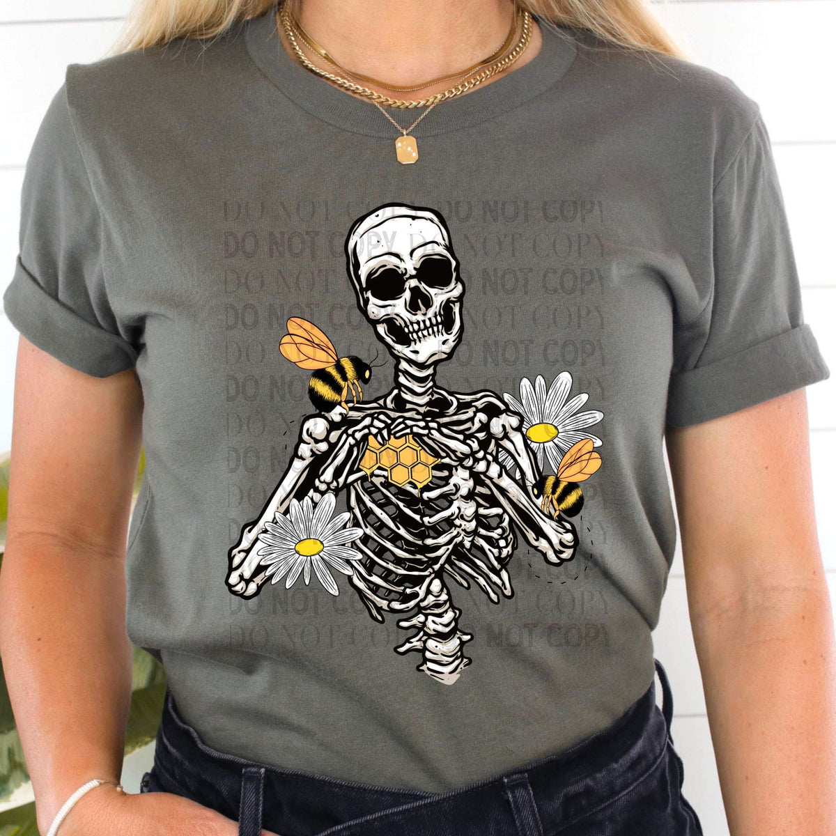 Bee Skelly Honeycomb Heart DTF TRANSFER