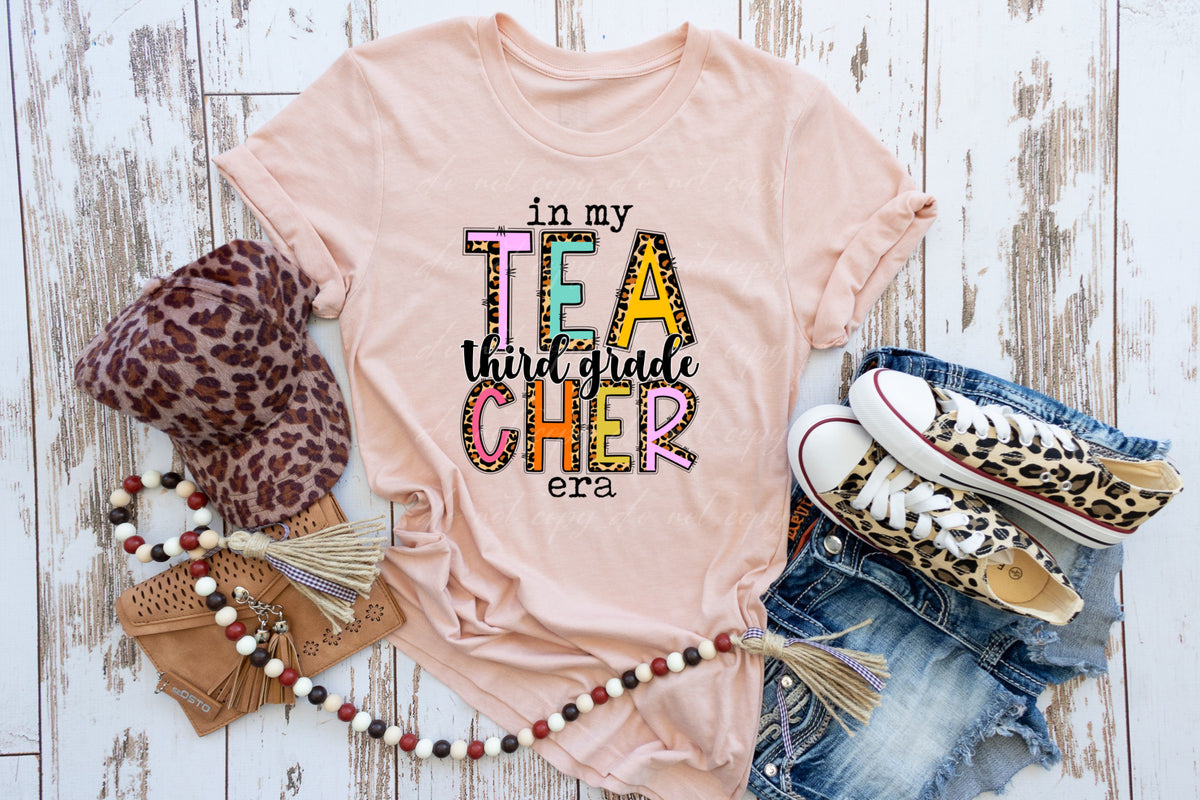 TEACHER In my THIRD GRADE era boho leopard DTF TRANSFER