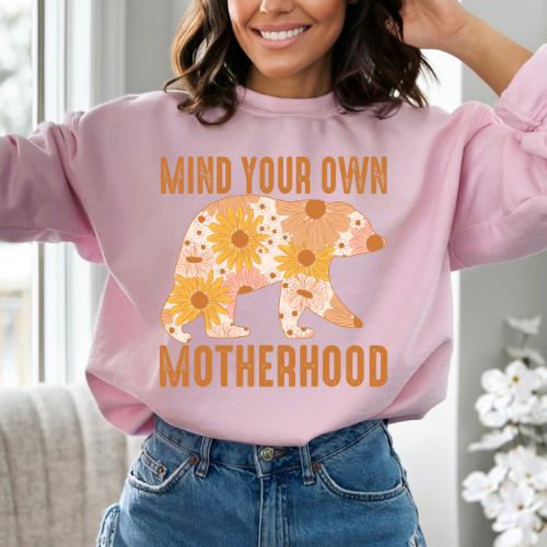 Mind Your Own Motherhood Floral Bear DTF TRANSFER