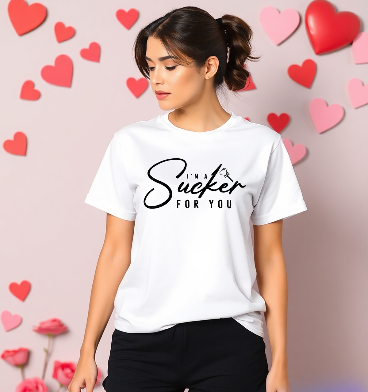 I'm A Sucker For You Heart Candy Black 76397 DTF Transfer