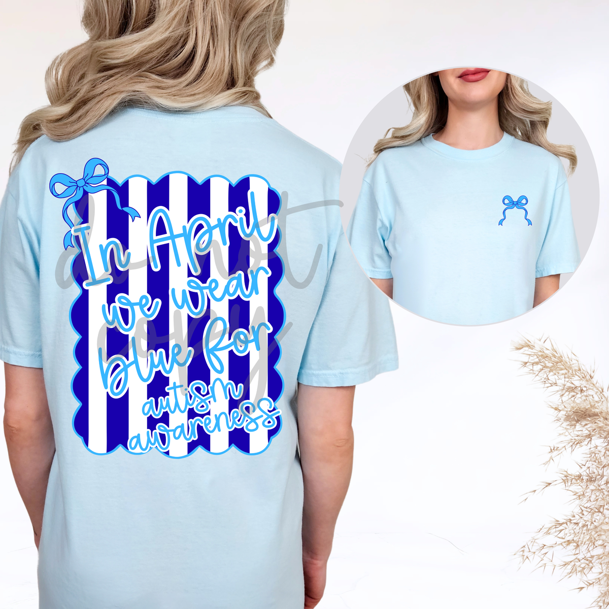In April we wear blue frame (BACK ONLY) (Parker) DTF Transfer