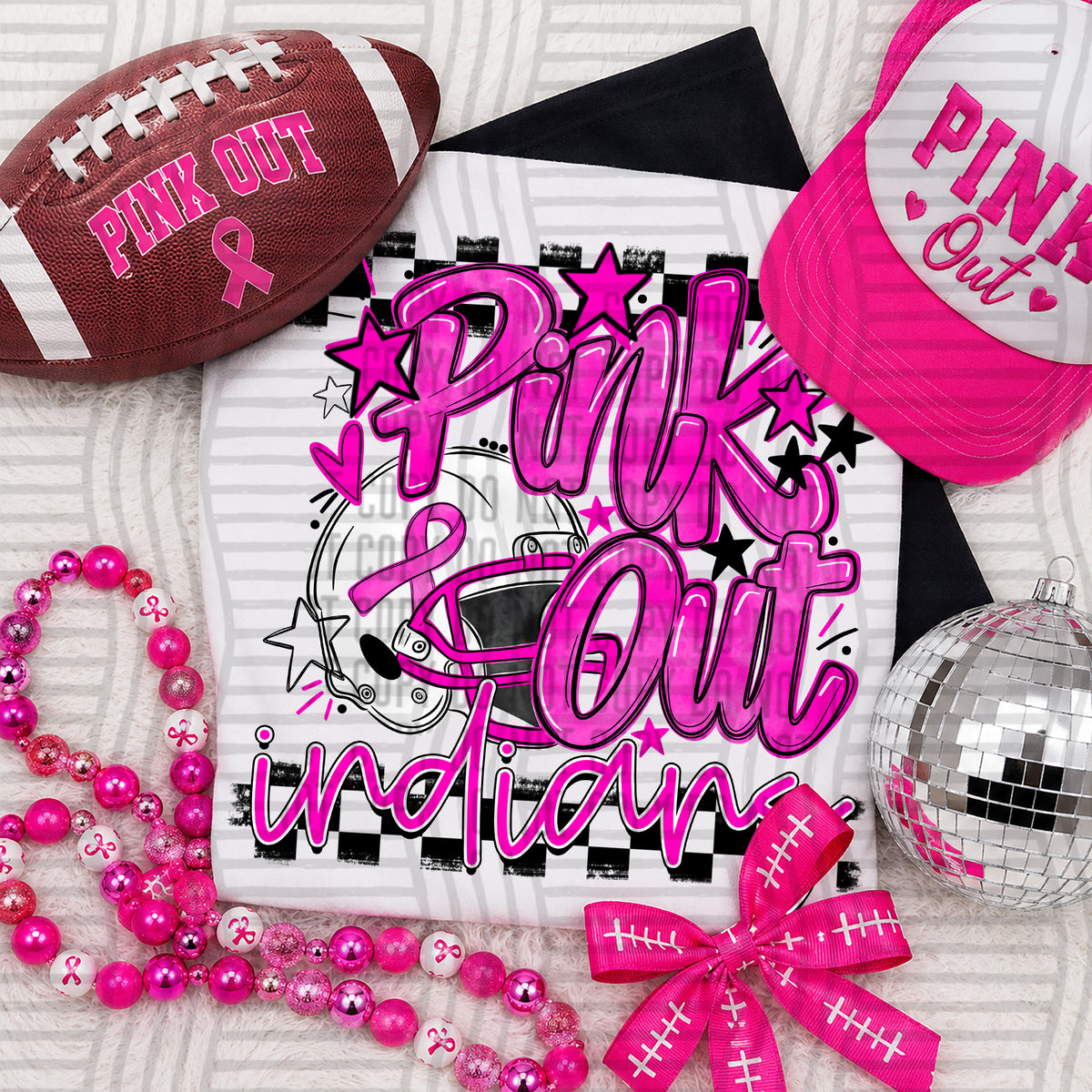 Indians-Pink Out Football Helmet (Caplinger) DTF Transfers