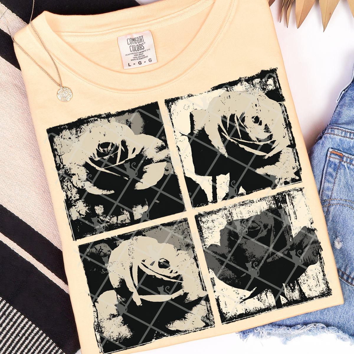 Ink blot rose BLACK (TTD) DTF Transfer