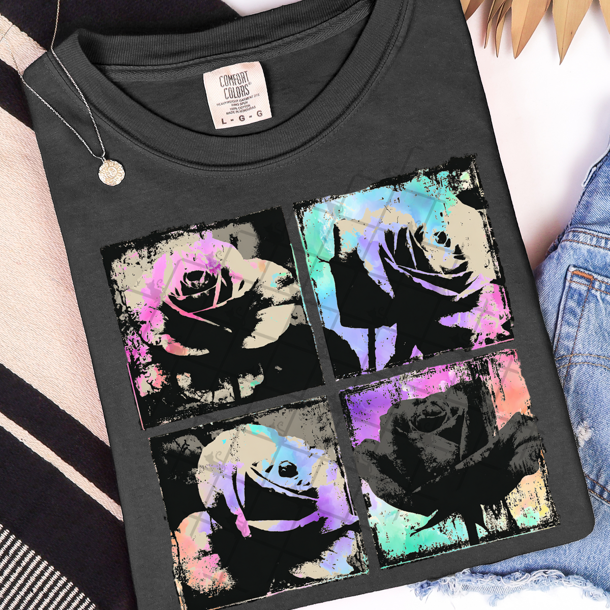 Ink blot rose NEON (TTD) DTF Transfer