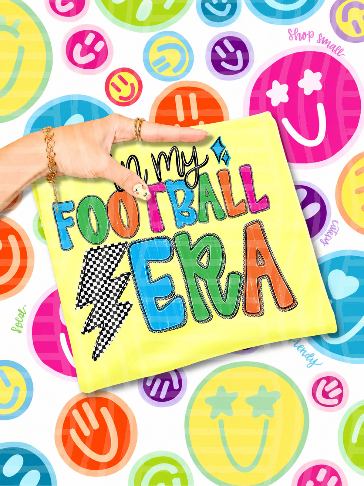 in my football era colorful football and cheer (caplinger) DTF Transfer