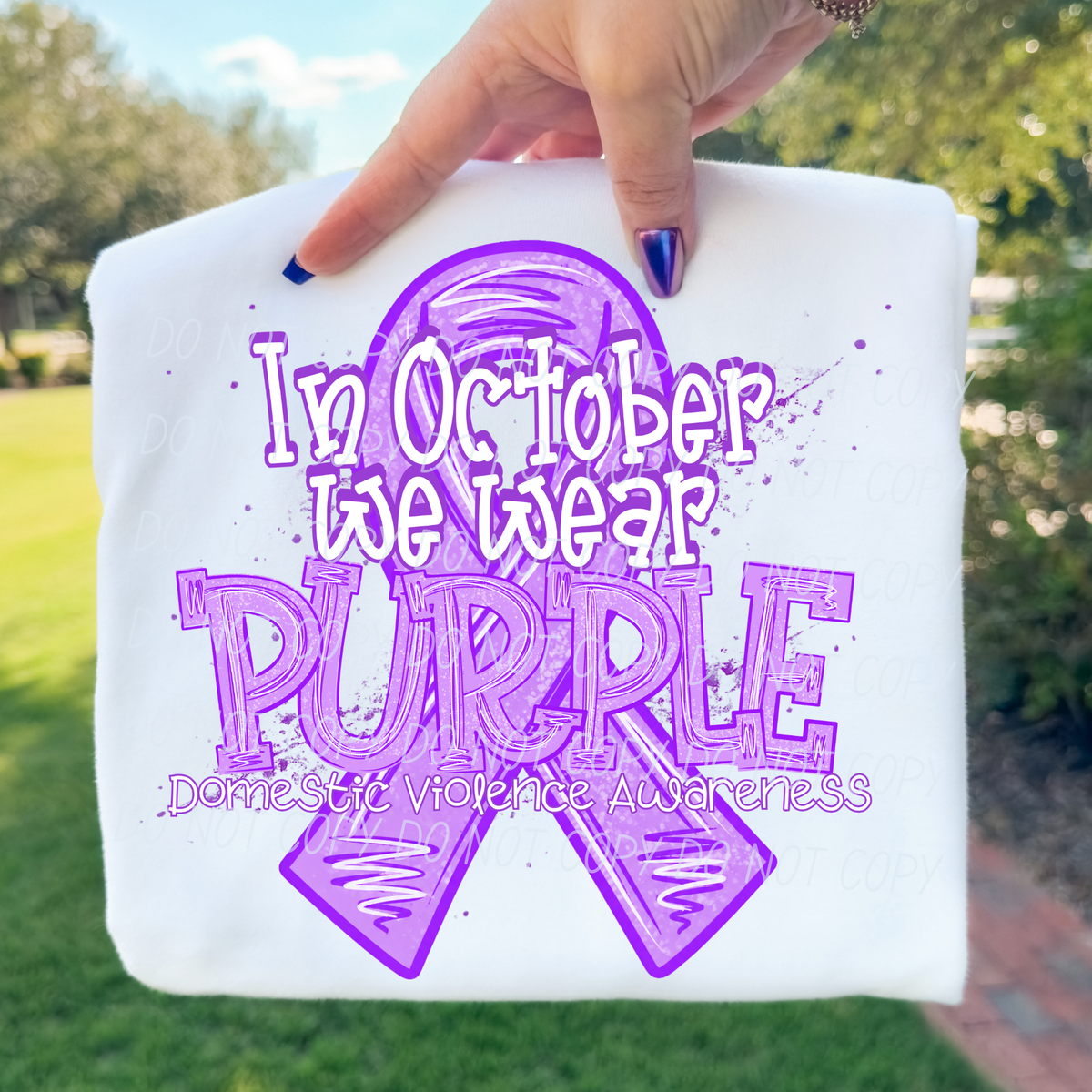 In October we wear purple-WHITE font (CITY) DTF Transfer