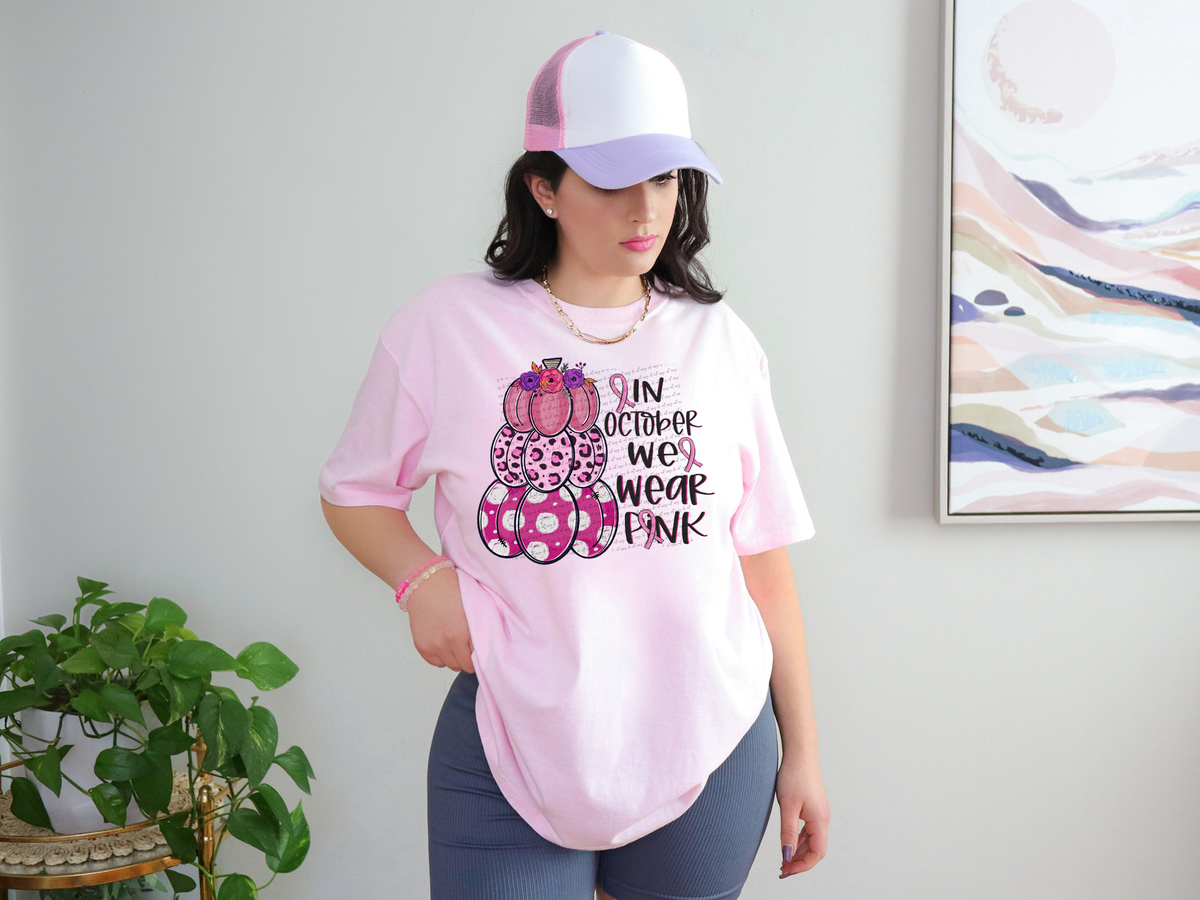 In October We Wear Pink Pumpkin Stacked 42655 DTF transfer