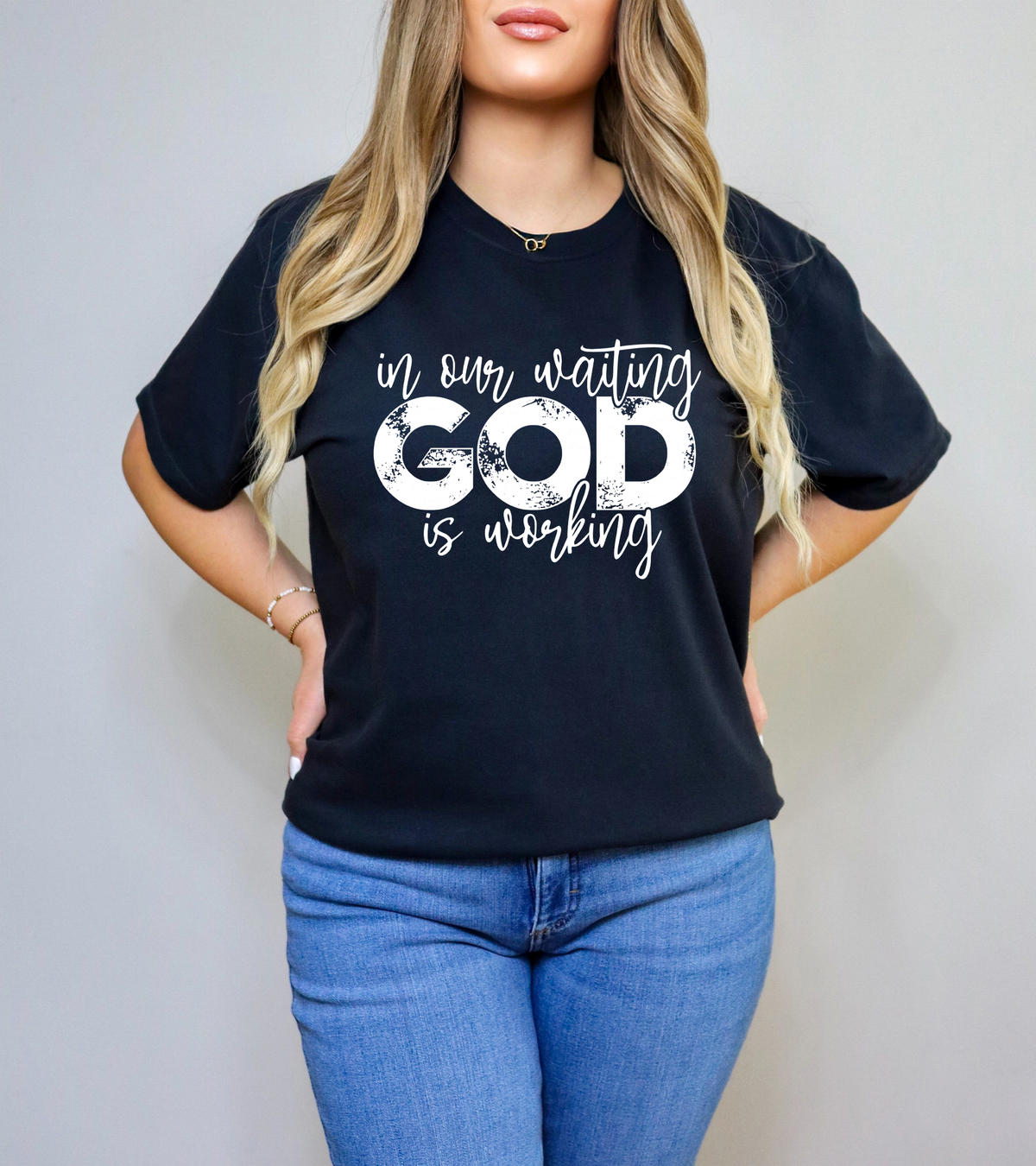 In Our Waiting God Is Working WHITE 116315 DTF Transfer