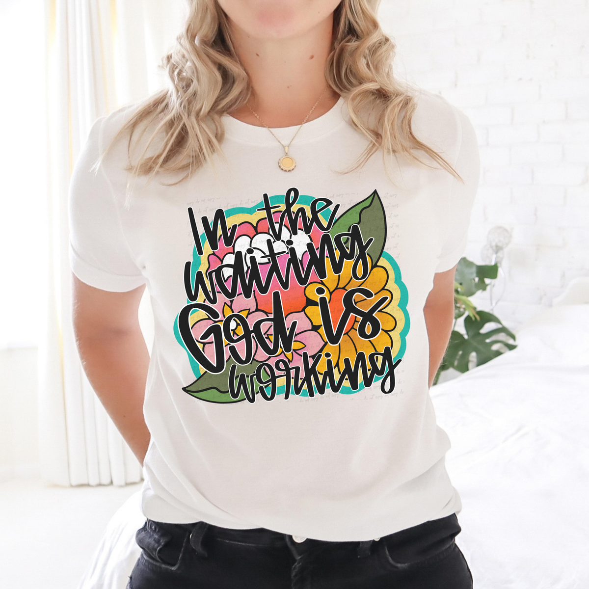 In The Waiting God Is Working Floral 117735 DTF transfer