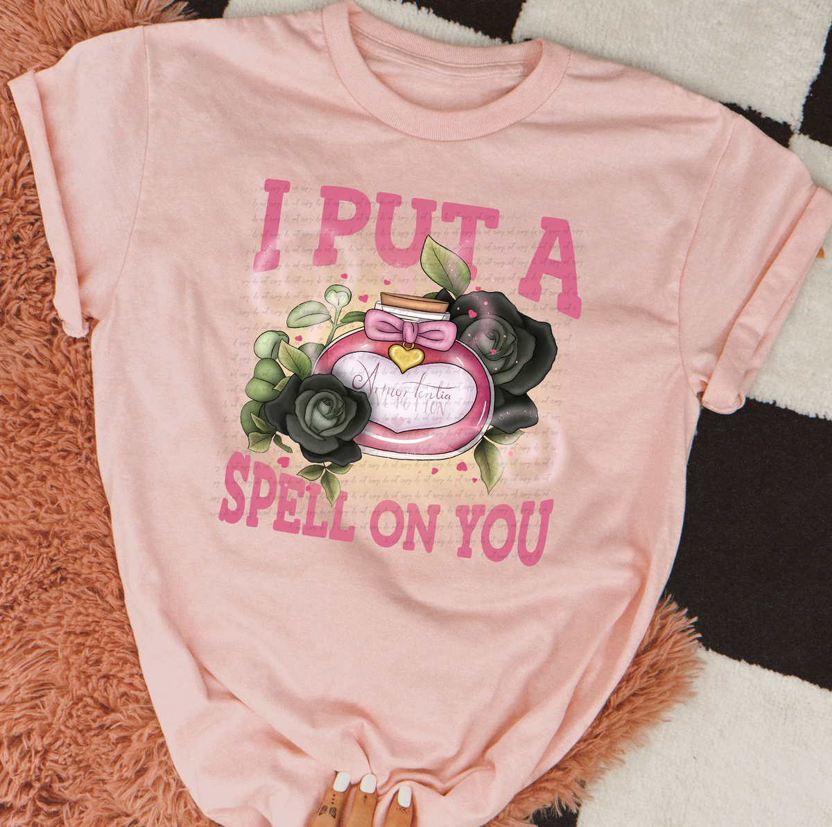 i put a spell on you pink font potion black roses 115206 DTF Transfer