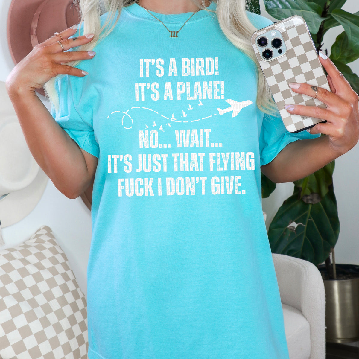 It's A Bird! It's A Plane! No Wait It's Just That Flying Fuck I Don't Give White 104521 DTF transfer