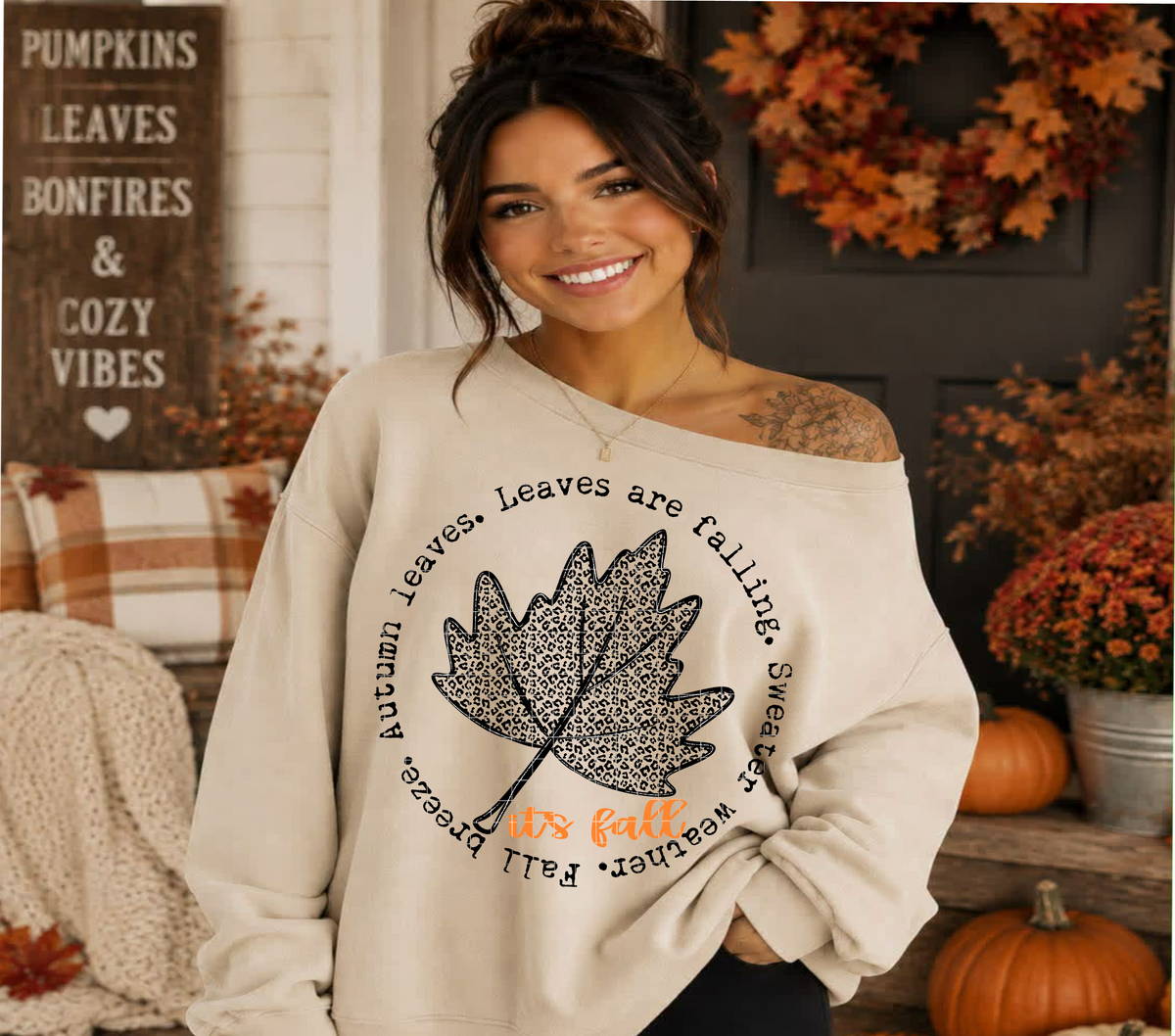 Leaves are falling circle Leopard leaf (Linda) DTF Transfer