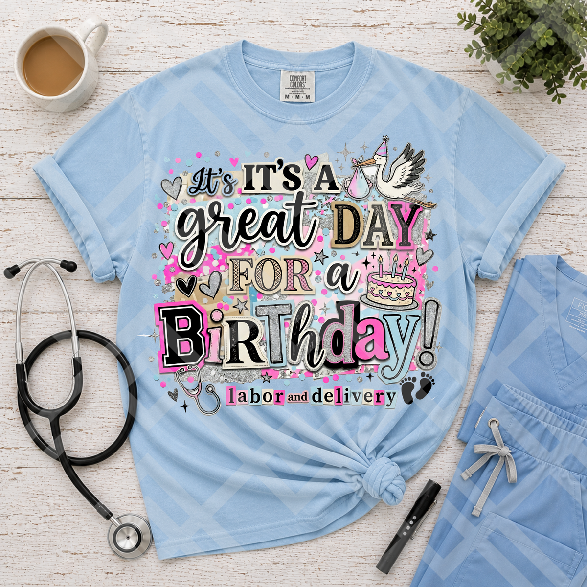 It's a great day for a birthday L&D STORK (Parker) DTF Transfer