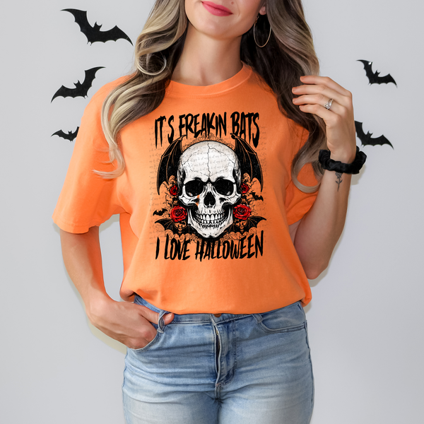 It's Freakin Bats I Love Halloween Skull 54238 DTF transfer