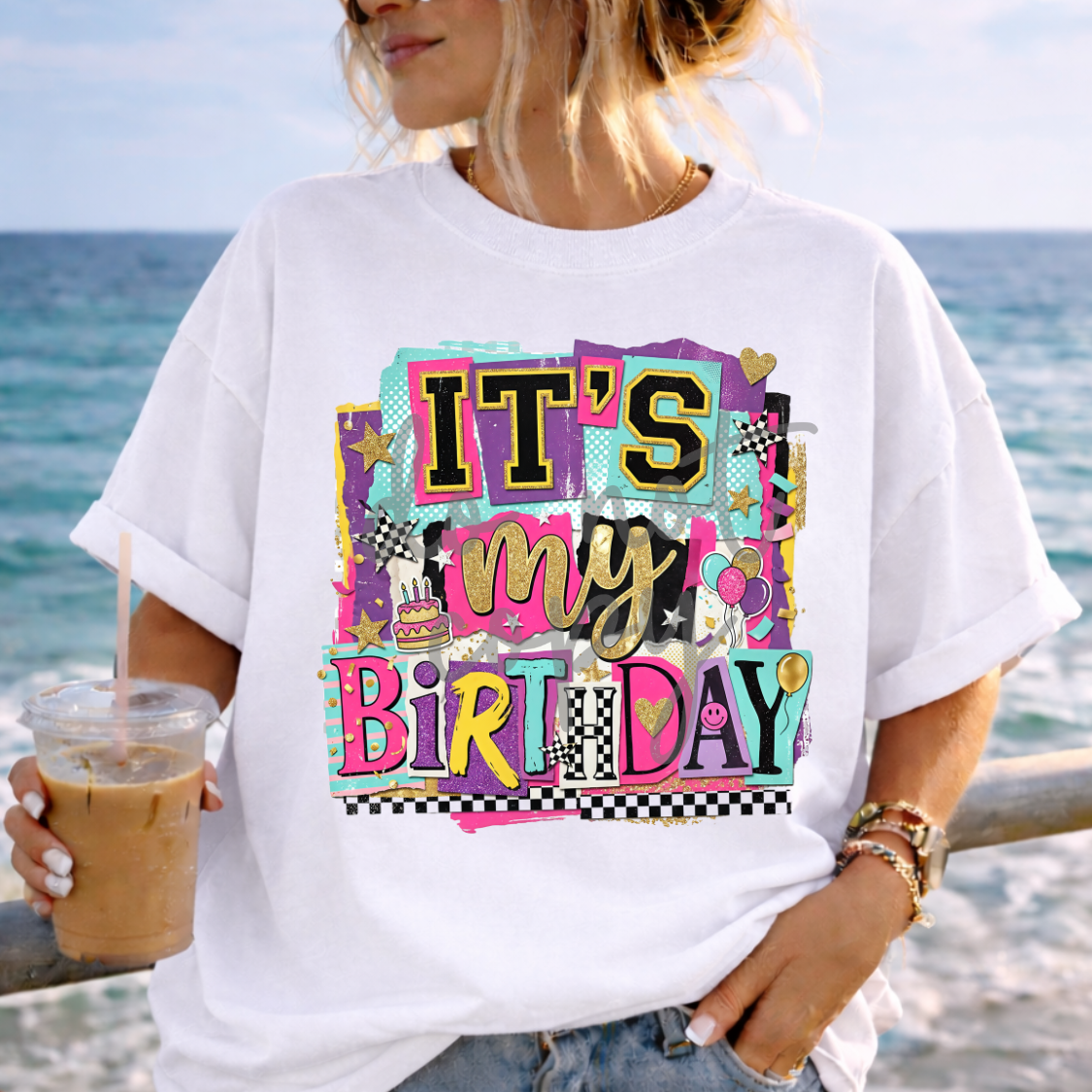 It's my birthday magazine font (Parker) DTF Transfer