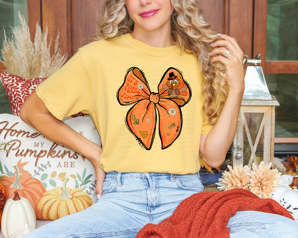 It's Turkey Time Orange Bow 108901 DTF transfer