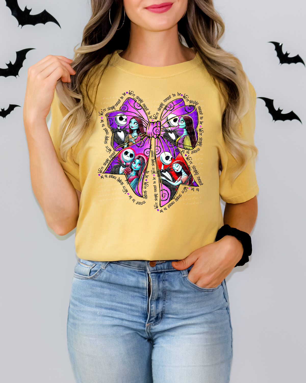 We're Simply Meant To Be Jack Sally Purple Bow 108955 DTF transfer